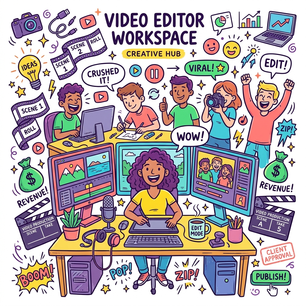 Colorful doodle video style